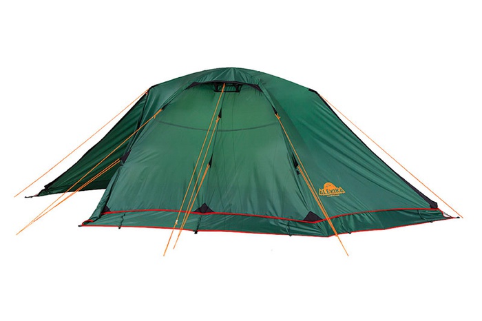 Универсальная четырехместная туристическая палатка с двумя входами, двумя тамбурами и ветрозащитной юбкой. Alexika Rondo 4 Plus