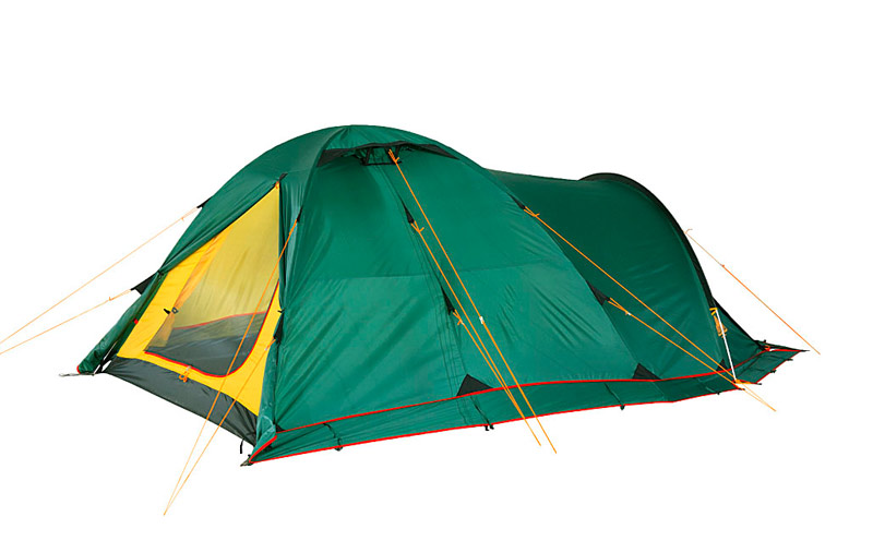 Универсальная четырехместная туристическая палатка с большим тамбуром и ветрозащитной юбкой. Alexika Tower 4 Plus Fib
